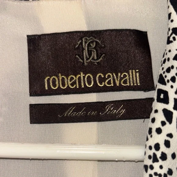 Roberto Cavalli Monochrome Patterned Blazer 100% silk - Picture 5 of 10
